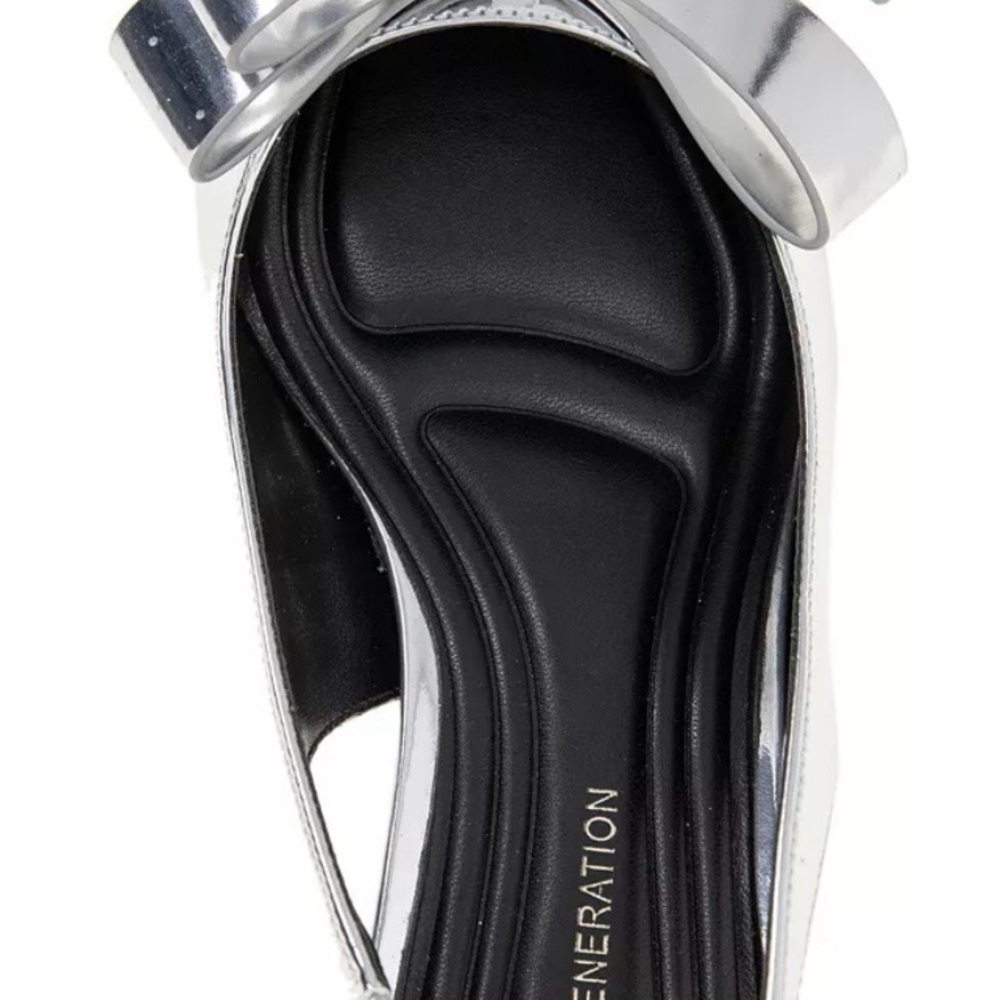 BCBGeneration Metallic Silver Pointed Slingback Kasti Kitten Heel with Bow - Picture 5 of 10